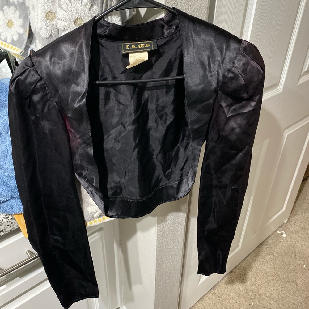 LA GLO Black Satin Bolero Jacket